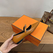Okify Hermes Brown Leather Mary Jane Pumps (has big size) - 6