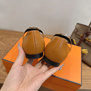 Okify Hermes Brown Leather Mary Jane Pumps (has big size) - 4