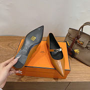 Okify Hermes Brown Leather Mary Jane Pumps (has big size) - 3