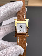 Okify Hermes Heure H Gold Watch Brown Strap 21mm - 1