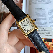 Okify Cartier Tank Gold Watch Black Strap 29.5mm - 4