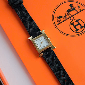 Okify Hermes Heure H Gold Watch Black Strap 21mm