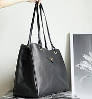 Okify CC Large Shopping Bag Black Grained Calfksin Gold Hardware 46x36x20cm - 5