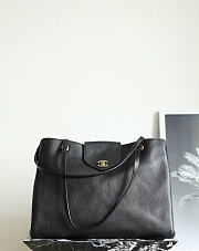 Okify CC Large Shopping Bag Black Grained Calfksin Gold Hardware 46x36x20cm - 4