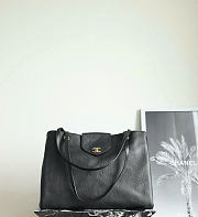 Okify CC Large Shopping Bag Black Grained Calfksin Gold Hardware 46x36x20cm - 1