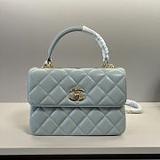 Okify CC Trendy CC Top Handle Bag Light Blue Lambskin 25x17x12cm - 1