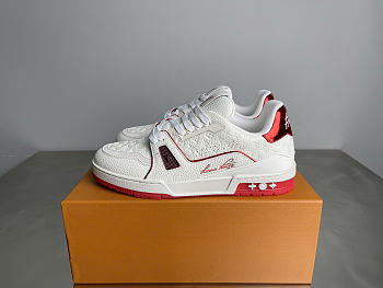 Okify Louis Vuitton White And Red Sneakers Unisex