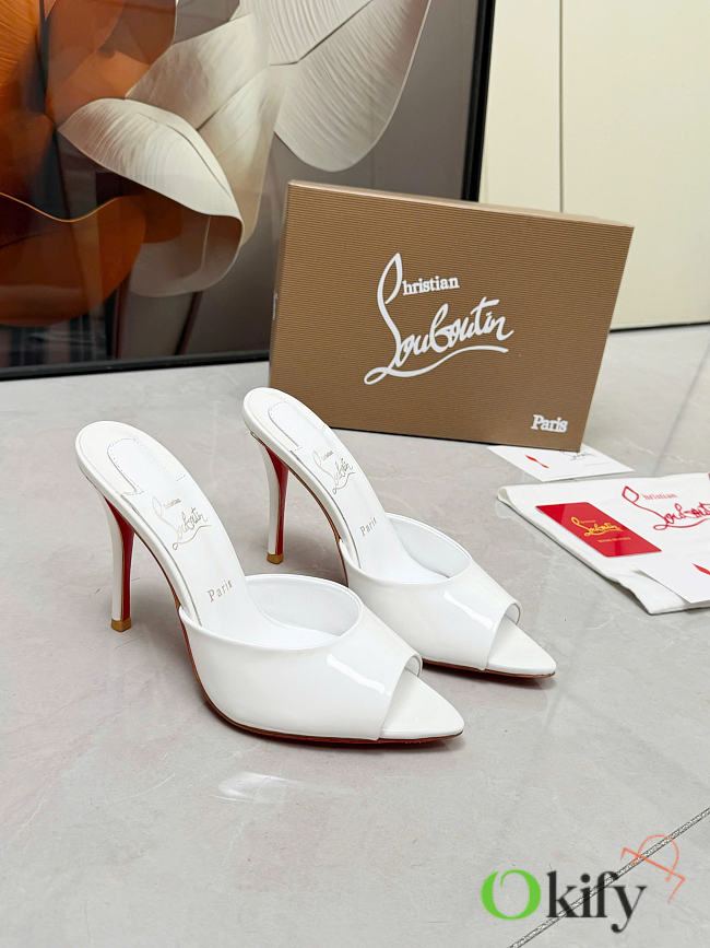 Okify Christian Louboutin Miss Z White High Heel Sandals 10.5cm (has big size) - 1