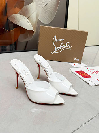 Okify Christian Louboutin Miss Z White High Heel Sandals 10.5cm (has big size)
