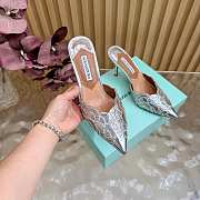 Okify Aquazzura Silver Sequin High Heels 8cm (has big size) - 2