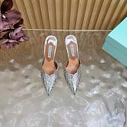 Okify Aquazzura Silver Sequin High Heels 8cm (has big size) - 6
