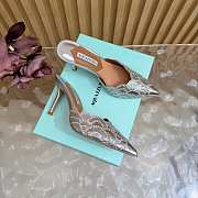 Okify Aquazzura Silver Sequin High Heels 8cm (has big size) - 3