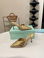 Okify Aquazzura Gold Sequin High Heels 8cm (has big size) - 5