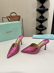 Okify Aquazzura Pink Sequin High Heels 8cm (has big size) - 2