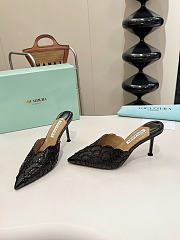 Okify Aquazzura Black Sequin High Heels 8cm (has big size) - 3