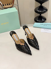 Okify Aquazzura Black Sequin High Heels 8cm (has big size) - 1