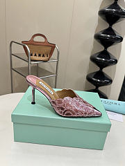 Okify Aquazzura Light Pink Sequin High Heels 8cm (has big size) - 2