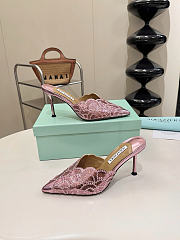 Okify Aquazzura Light Pink Sequin High Heels 8cm (has big size) - 5