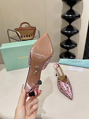 Okify Aquazzura Light Pink Sequin High Heels 8cm (has big size) - 4
