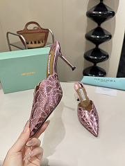 Okify Aquazzura Light Pink Sequin High Heels 8cm (has big size) - 3