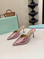 Okify Aquazzura Light Pink Sequin High Heels 8cm (has big size) - 1