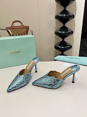 Okify Aquazzura Blue Sequin High Heels 8cm (has big size) - 4