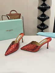 Okify Aquazzura Red Sequin High Heels 8cm (has big size) - 5