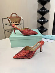 Okify Aquazzura Red Sequin High Heels 8cm (has big size) - 2