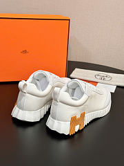 Okify Hermes White Bouncing Sneakers With Black And Brown H Unisex (has big size) - 6