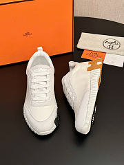 Okify Hermes White Bouncing Sneakers With Black And Brown H Unisex (has big size) - 4
