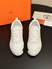 Okify Hermes White Bouncing Sneakers With Black And Brown H Unisex (has big size) - 2