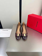 Okify Ferragamo Dark Brown High Heels 6cm (has big size) - 6