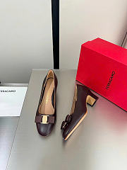 Okify Ferragamo Dark Brown High Heels 6cm (has big size) - 5