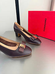 Okify Ferragamo Dark Brown High Heels 6cm (has big size) - 4
