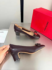 Okify Ferragamo Dark Brown High Heels 6cm (has big size) - 2