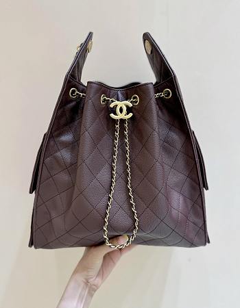 Okify CC 25 Hobo Large Bag Dark Brown Caviar 40cm
