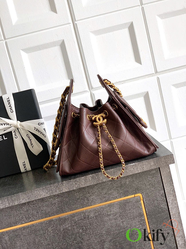 Okify CC 25 Hobo Mini Bag Brown Caviar 22x20x12.5cm - 1