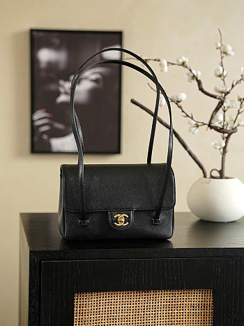 Okify CC Preppy Coco Flap Bag Black Caviar 22x15x7cm