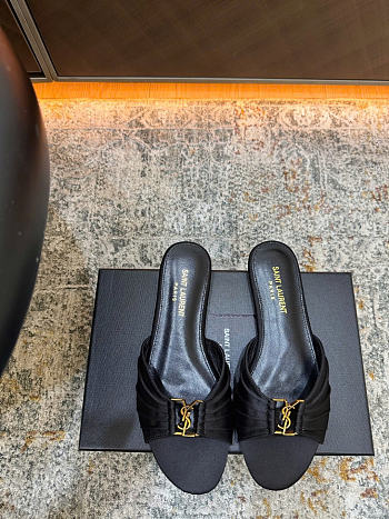 Okify YSL Black Women Slides 1cm 30076 (has big size)