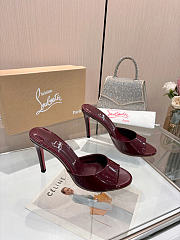 Okify Christian Louboutin Me Dolly Red Burgundy High Heel Sandals (has big size) - 5
