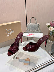Okify Christian Louboutin Me Dolly Red Burgundy High Heel Sandals (has big size) - 4