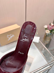 Okify Christian Louboutin Me Dolly Red Burgundy High Heel Sandals (has big size) - 3