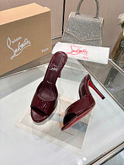 Okify Christian Louboutin Me Dolly Red Burgundy High Heel Sandals (has big size) - 2
