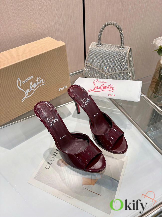 Okify Christian Louboutin Me Dolly Red Burgundy High Heel Sandals (has big size) - 1