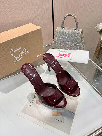 Okify Christian Louboutin Me Dolly Red Burgundy High Heel Sandals (has big size)