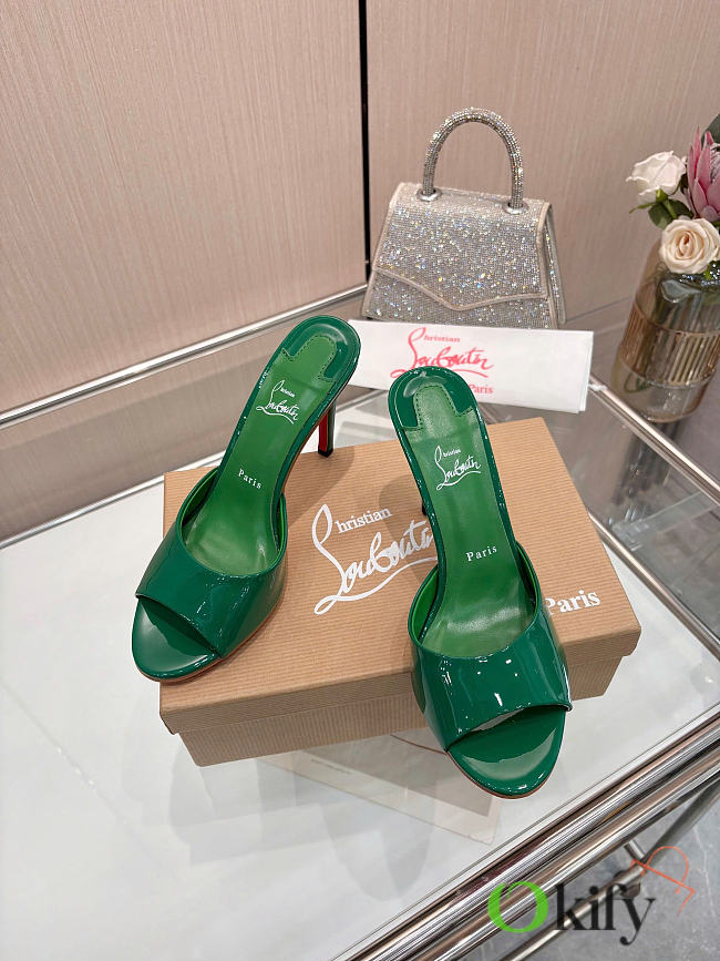 Okify Christian Louboutin Me Dolly Green High Heel Sandals (has big size) - 1