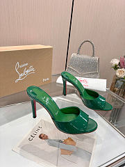Okify Christian Louboutin Me Dolly Green High Heel Sandals (has big size) - 4