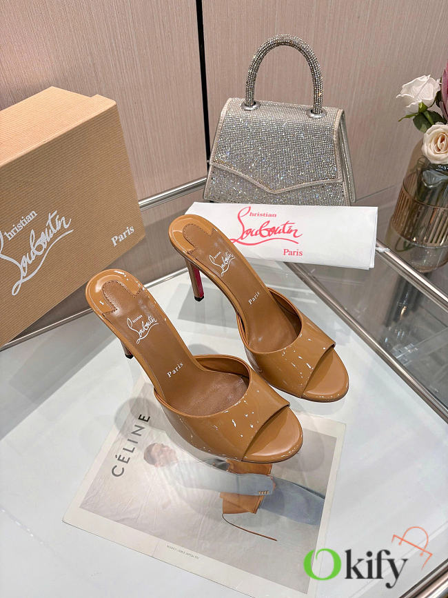 Okify Christian Louboutin Me Dolly Brown High Heel Sandals (has big size) - 1