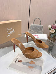Okify Christian Louboutin Me Dolly Brown High Heel Sandals (has big size) - 3