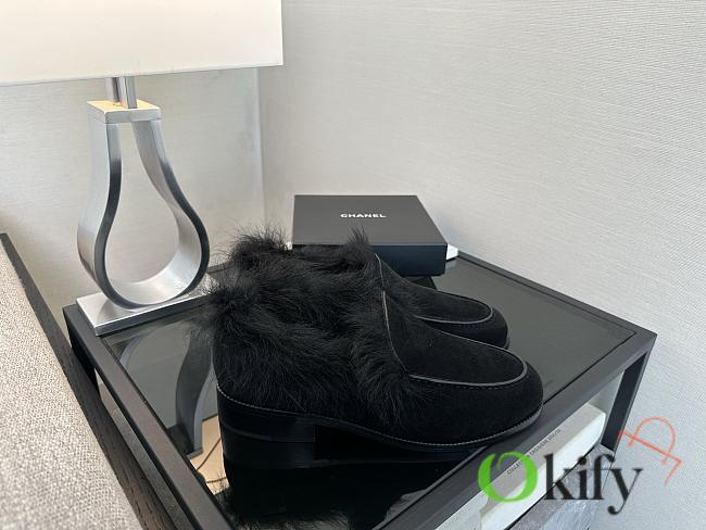 Okify CC Black Fur Women Loafers  - 1